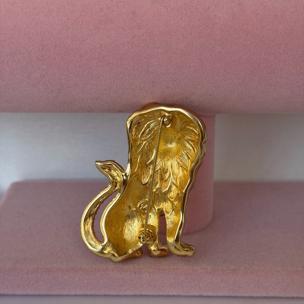Exceptional SWAROVSKI Crystal Rare Lion Two Tone Gold Silver Pave´ Brooch - Picture 4 of 5